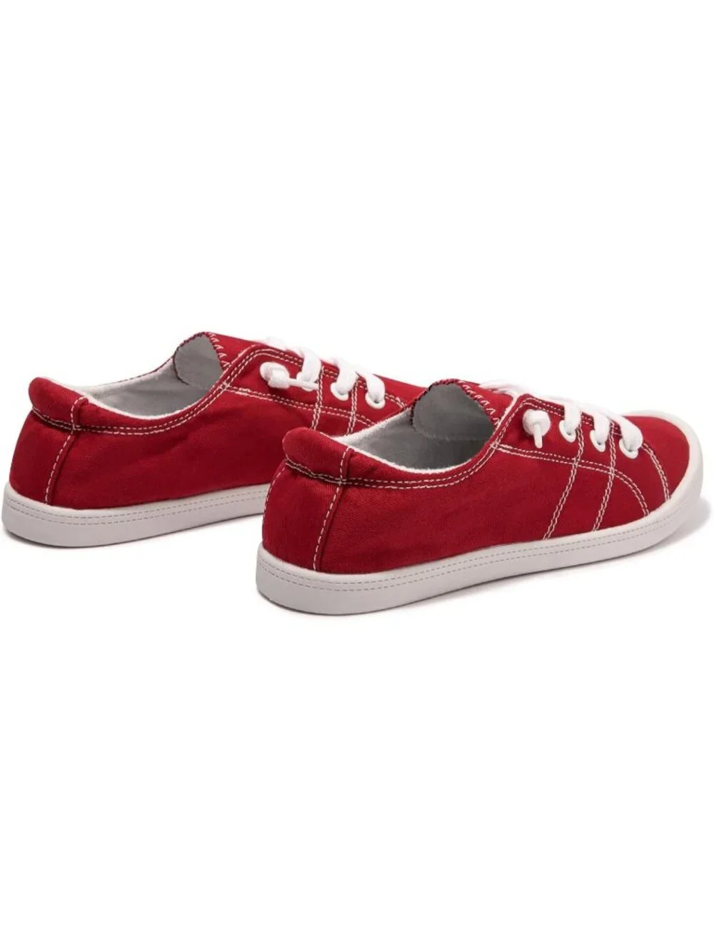 Women's Red Tennis Shoes Classic Canvas Low Top Athletic Running Sneakers